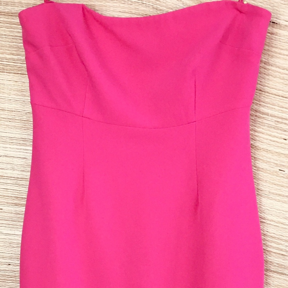 Cinq à Sept Luna Strapless Midi Dress In Hot Pink Size 10 - Picture 6 of 13
